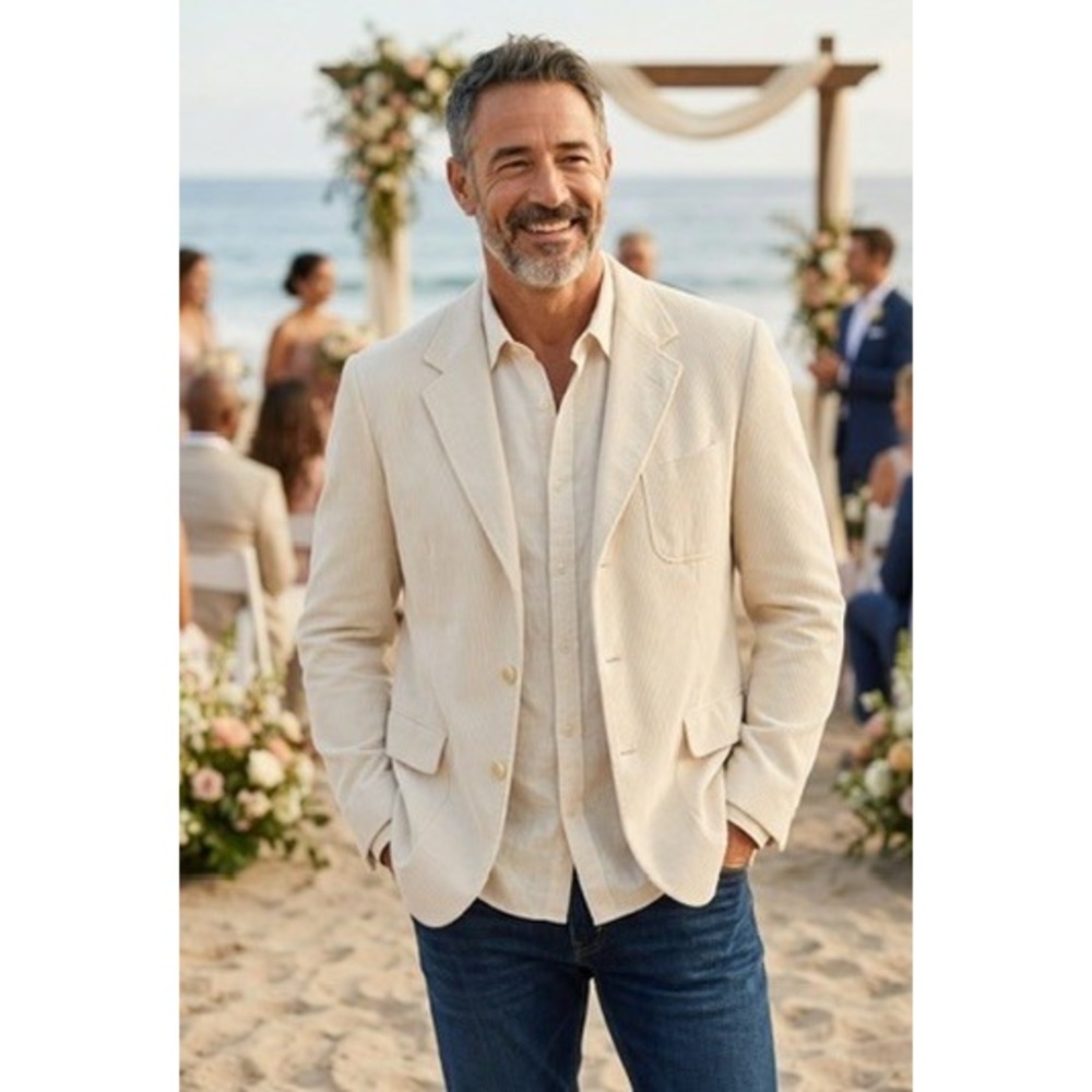 "FACONNABLE" Design By Albert Goldberger Mens 100% Linen Blazer SZ XXLL 3 Button